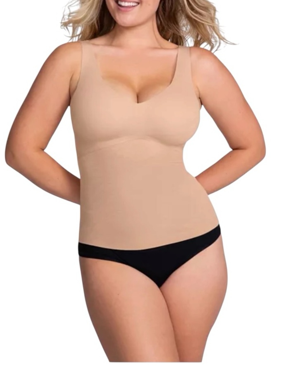 Honeylove LiftWear Tank Sand Beige Wireless Bra Shapewear Cami Top Size 1X NWT